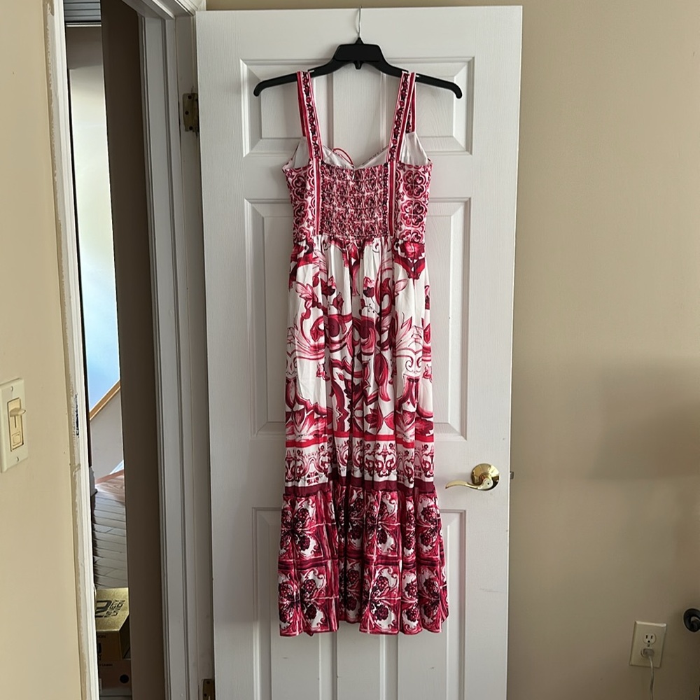 Red Ruffled Tiered Maxi Sundress - Picture 2 of 2